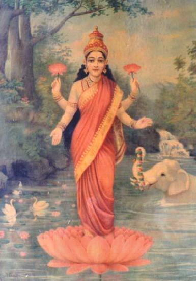 Raja Ravi Varma Lakshmi oil painting picture